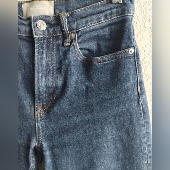 Everlane High Rise Dark-wash Straight Leg Ankle Organic Cotton Denim Jeans 27R - Picture 9 of 13